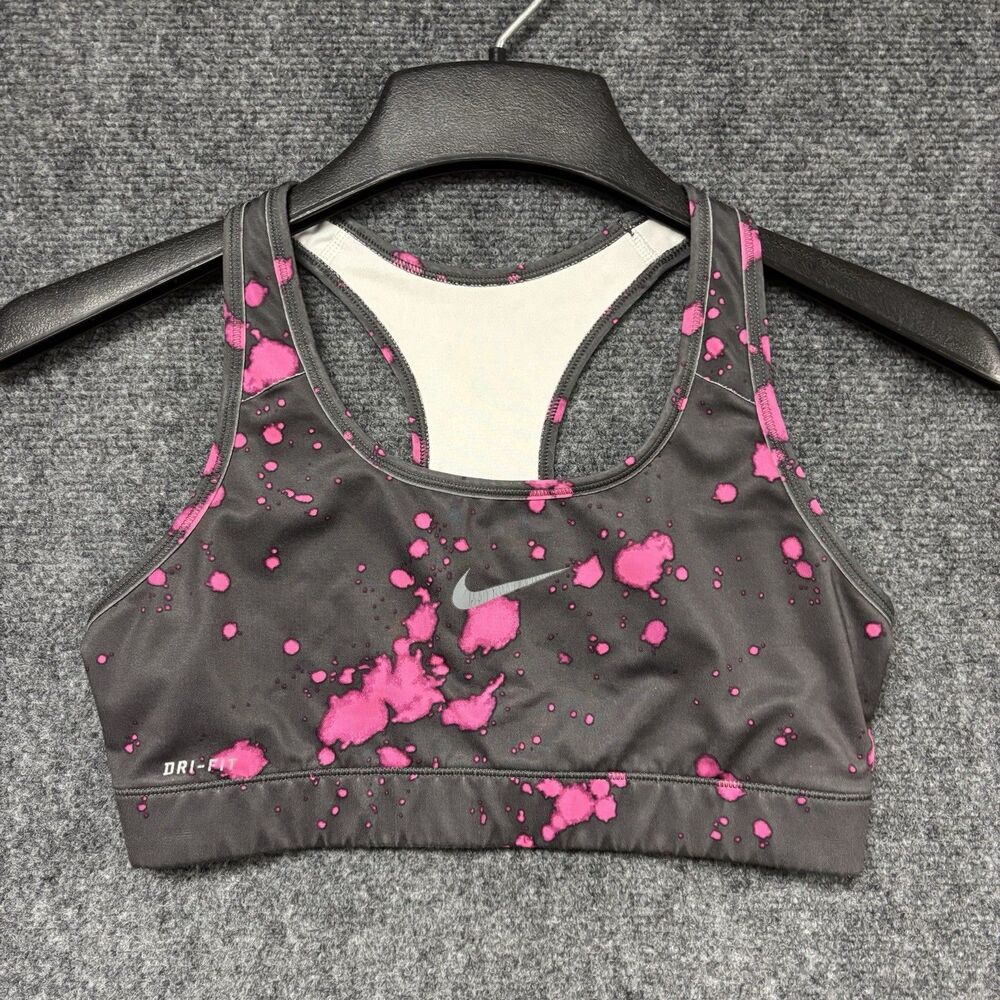 Nike Dri-FIT Black & Pink Sports Bra‎ Size Medium Racerback Training Gym Yoga